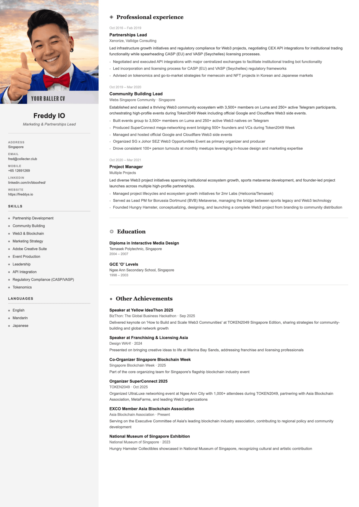 Classic CV style preview