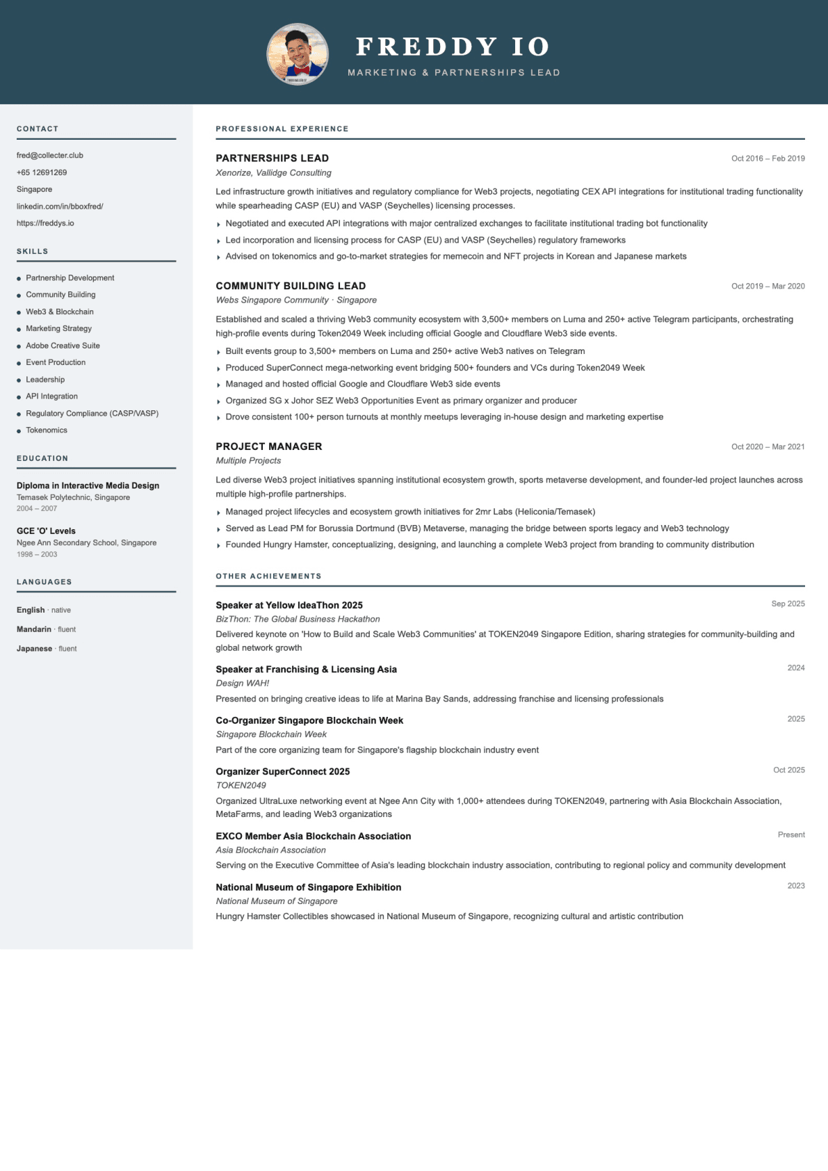 Executive CV style preview