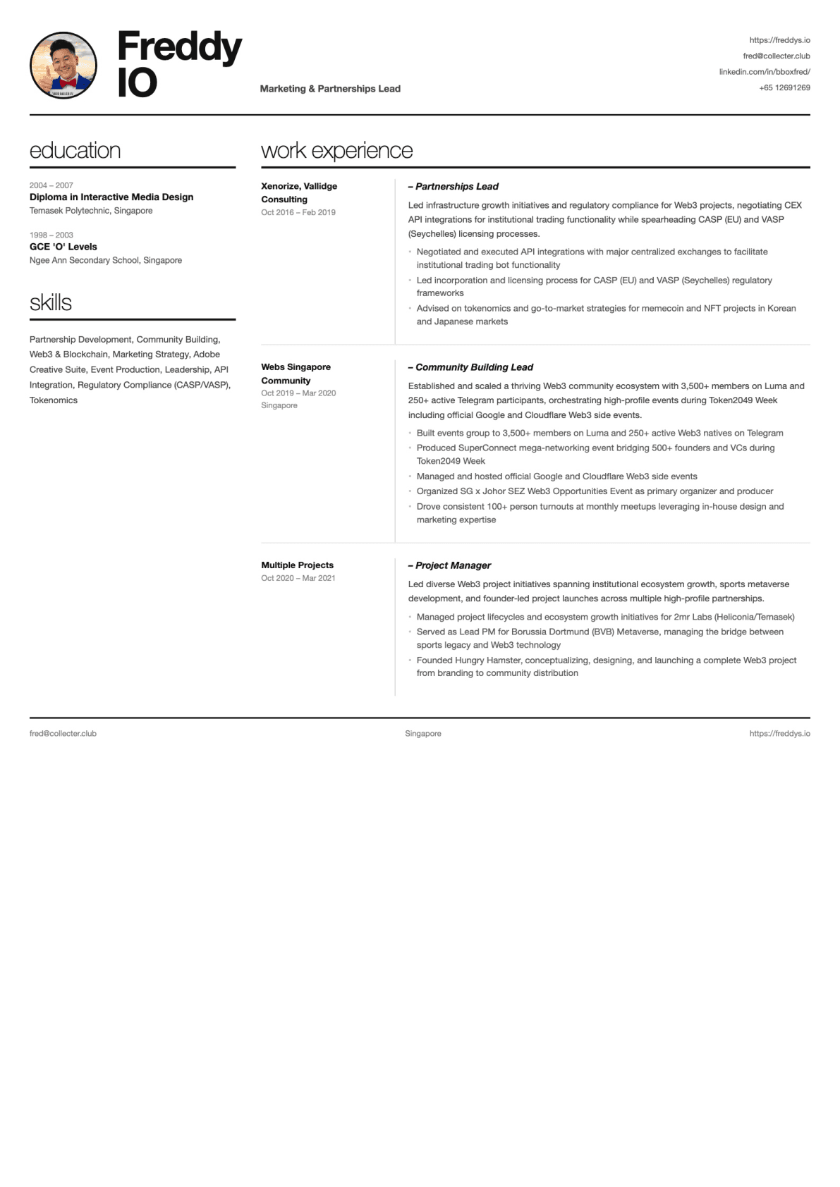 Minimal CV style preview